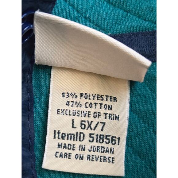 L.L.Bean Kids Quilted Snap Fleece Pullover Teal Blue Size 6X/7 - Picture 5 of 5